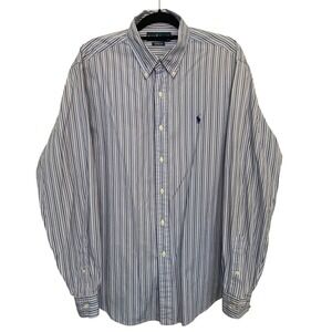 Ralph Lauren Long‎ Sleeve Shirt Blue Stripe Men's Size XL Classic Fit